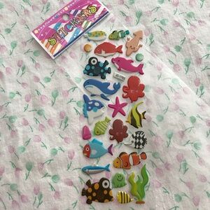 New 3D Sea Creatures Animal Sticker Sheet Set